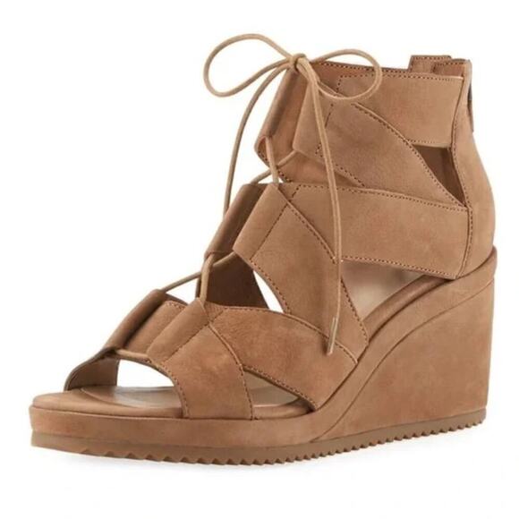 EILEEN FISHER Dibs 3 Inch Wedge Sandal in Tan Women's Size 9.5